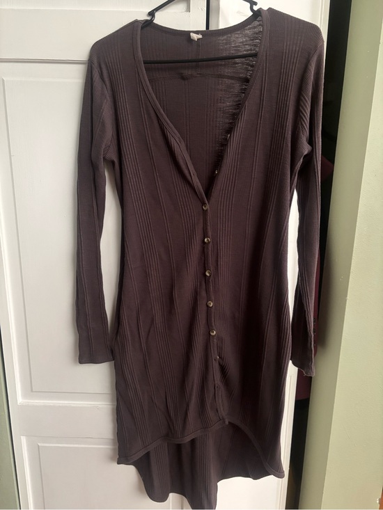 Pinkblush Dresses & Skirts - Pinkblush Ribbed Button-Front Cardigan Dress in Dark Brown